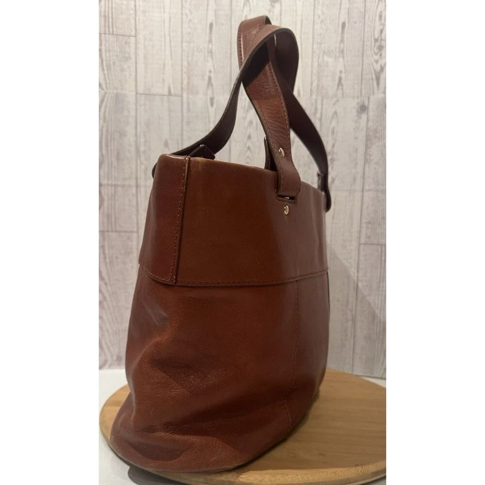 Vintage Kate Spade saddle brown leather tote Shoulder Bag purse Medium 15x10